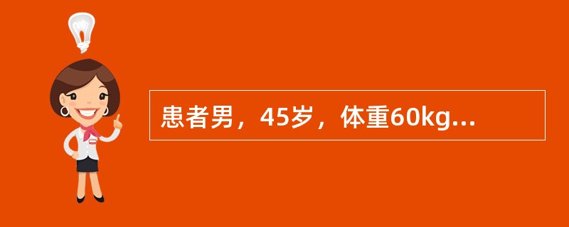 患者男，45岁，体重60kg。因车祸挤压下腹部及左下肢5h急诊入院。体格检查：意识清楚，呼吸26次/min，心率130次/min，血压90/60mmHg，腹软，无压痛，移动性浊音阴性，未排尿，骨盆及左