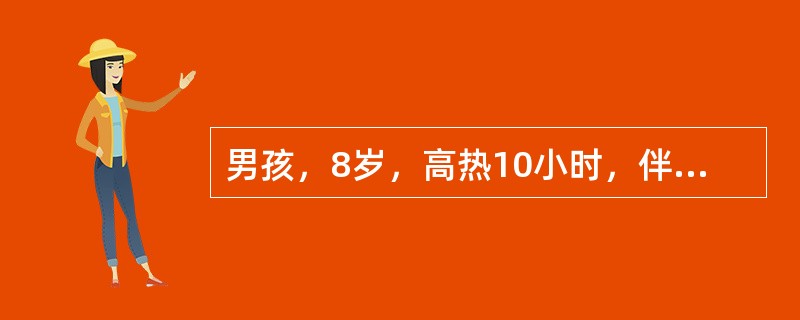 男孩，8岁，高热10小时，伴有头痛，呕吐，球结膜充血，全身散在淤点，颈软，血压9.3/5.3kPa，脑脊液检查：细胞数15×10<img border="0" src=&qu