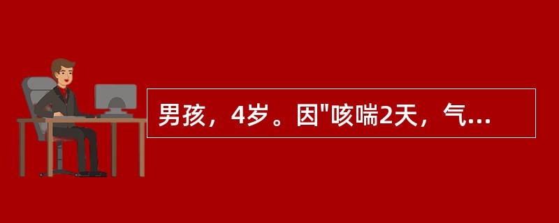 男孩，4岁。因"咳喘2天，气喘加剧半天"就诊。查体：体温正常，吸气性呼吸困难，口唇微绀，听诊两肺广泛哮鸣音，心率140次/分，既往有哮喘发作史5次，有过敏史，其母亦有哮喘史。应立即