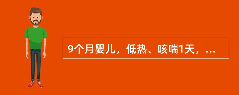 9个月婴儿，低热、咳喘1天，吃奶时呛咳，哭闹时口周轻度发绀。查体：体温38℃，精神及面色尚可，呼吸50次/分，节律规整，呼气延长，两肺闻及多量哮鸣音，心率160次/分，心音有力，肝肋下2.5cm。最可