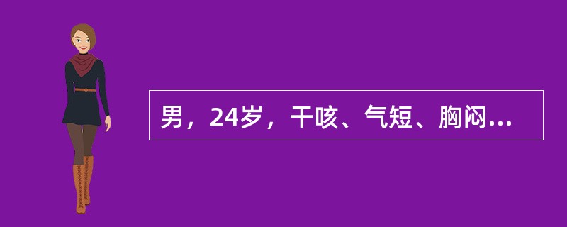 男，24岁，干咳、气短、胸闷、发热1个月，近1周来气短加重，用青霉素治疗3周无效。体检：左胸下部呼吸运动减弱，叩诊实音，呼吸音消失为确定诊断应采取的最适宜的检查为