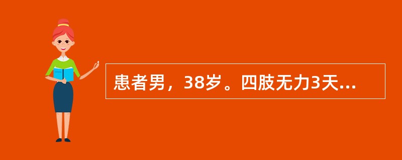 患者男，38岁。四肢无力3天。病前半月患腹泻。查体：四肢肌力3级，肌张力低，腱反射减弱，病理征阴性。若患者同时存在双侧面神经瘫，说话鼻音，声音嘶哑，双侧软腭运动不能，咽反射消失。考虑以下哪种疾病的可能