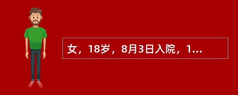 女，18岁，8月3日入院，10天前由云南来京，2天后开始发冷．发热，头痛，出汗，开始发热无明显规律，现2天高热一次，退热后精神好，可以进食，血4．2×109／L，中性粒细胞72％，淋巴细胞24％，嗜酸