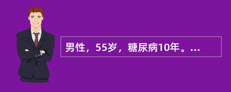 男性，55岁，糖尿病10年。近2个月发现眼底出血及肺结核，以短效及中效胰岛素控制血糖，空腹血糖为12mmol/L，三餐后2小时血糖分别为7.5mmol/L、6.8mmol/L、7.8mmol/L。该患