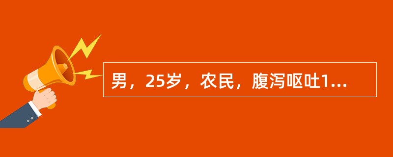 男，25岁，农民，腹泻呕吐1天，大便水样，无数次，无腹痛及发热。病前1天曾吃宵夜，同吃3人仅1人发病。体格检查：BP40/20mmHg，脉细速，神志欠清，脱水。上述病例应立即采取的措施为()