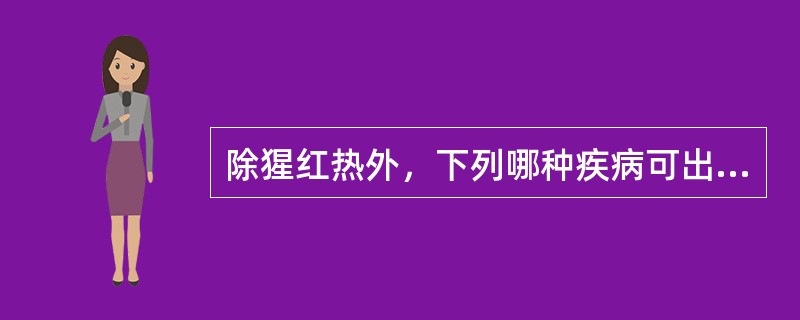 除猩红热外，下列哪种疾病可出现发热和猩红热样皮疹()