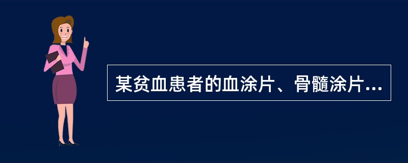 某贫血患者的血涂片、骨髓涂片、PAS染色分别如图所示，下列说法正确的是()<img border="0" style="width: 333px; height: