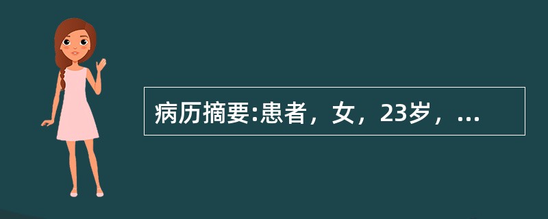 病历摘要:患者，女，23岁，病人水肿、乏力、高血压、尿量减少；尿液外观呈洗肉水样血尿，混浊。尿分析仪结果：ERY（＋＋＋）、PRO（＋＋）、SG（025）、WBC（＋）；显微镜检查：WBC　2～6/H