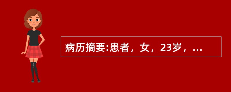 病历摘要:患者，女，23岁，病人水肿、乏力、高血压、尿量减少；尿液外观呈洗肉水样血尿，混浊。尿分析仪结果：ERY（＋＋＋）、PRO（＋＋）、SG（025）、WBC（＋）；显微镜检查：WBC　2～6/H