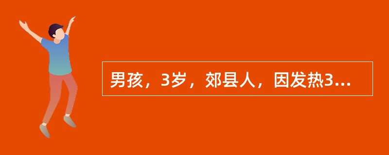 男孩，3岁，郊县人，因发热3天，头痛，喷射性呕吐4次，神萎，嗜睡，1995年8月就诊。体检：体温39.8℃，神志清，神萎，入睡状，咽充血，颈有抵抗，心肺无异常。腹软，提睾反射未引出，膝反射亢进，克氏征