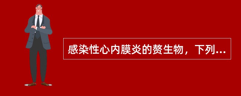 感染性心内膜炎的赘生物，下列哪项说法正确的是()