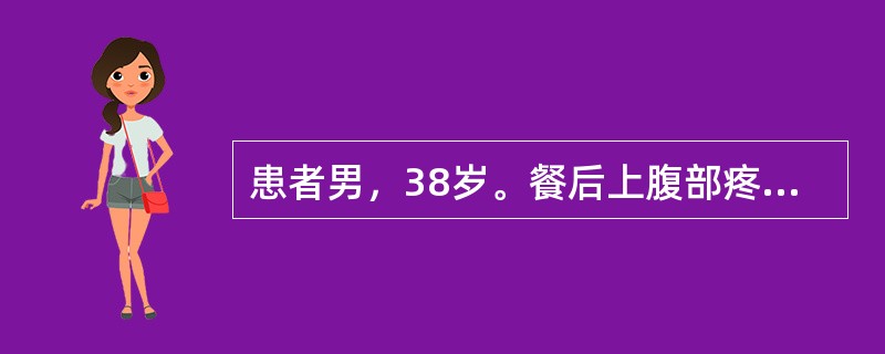 患者男，38岁。餐后上腹部疼痛3个月，腹痛于餐后明显，逐渐加重，食欲减退，体重减轻5kg。既往有十二指肠球部溃疡病史。该患者最可能的诊断是(提示：查体：T38.5℃，P80次/min，R18次/min