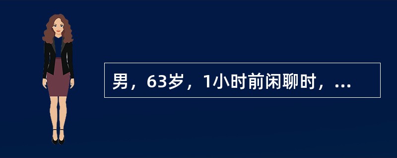 男，63岁，1小时前闲聊时，突然言语不清，跌倒在地，神志不清，小便失禁，呕吐数次。体检：浅昏迷，烦躁不安，瞳孔左4.5mm，右4.0mm，血压180/110mmHg，心率57次/分，律齐对判断患者有无