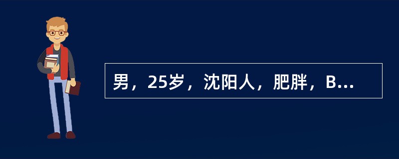 男，25岁，沈阳人，肥胖，BMI为36，2009年12月4日起发热，起病前5天曾去海南旅游，当地甲型H1N1流感流行，体温39℃，伴全身肌肉酸痛、乏力；3天后出现咳嗽、咳脓痰，伴右侧胸痛，出现进行性的