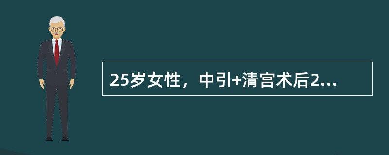 25岁女性，中引+清宫术后20天，有较多阴道出血，无腹痛。查：宫口松。子宫饱满，稍软，子宫及双附件区无明显压痛应考虑下列哪项