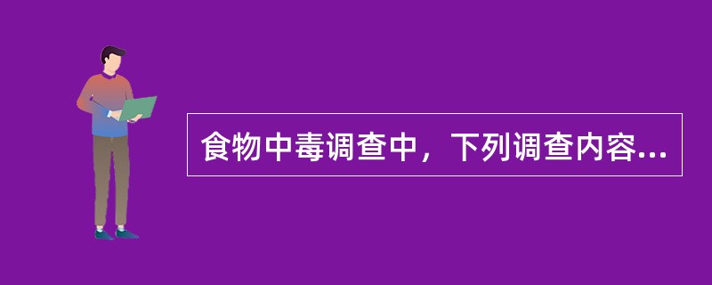 食物中毒调查中，下列调查内容是必须的。进行食物中毒调查时，膳食调查有关数字资料有哪些