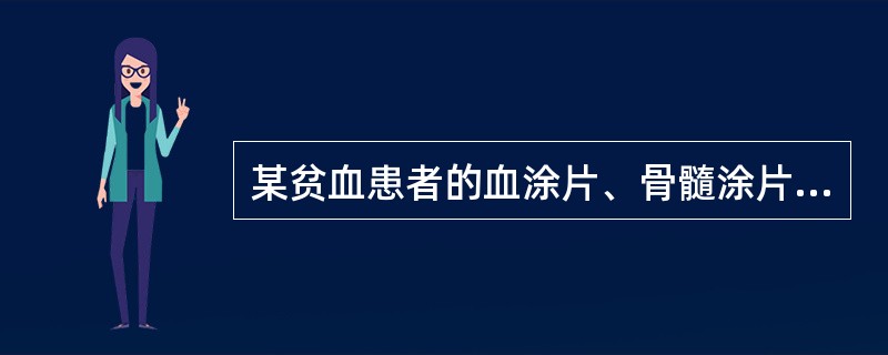 某贫血患者的血涂片、骨髓涂片、PAS染色分别如图所示，下列说法正确的是()<img border="0" style="width: 333px; height: