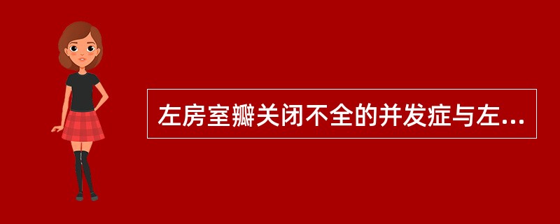 左房室瓣关闭不全的并发症与左房室瓣狭窄的并发症相似，但前者心力衰竭情况出现较晚。左房室瓣关闭不全的并发症较左房室瓣狭窄的并发症常见的是