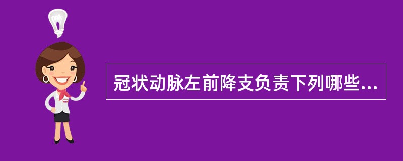 冠状动脉左前降支负责下列哪些部位心肌的血液供应()