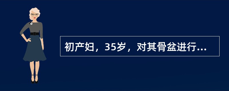 初产妇，35岁，对其骨盆进行B超测量，结果是：入口平面前后径11cm，横径13cm；中骨盆横径9.5cm，前后径15cm；出口横径8.3cm，后矢状径8.5cm。根据检查结果治疗上在抗感染、抗休克的同