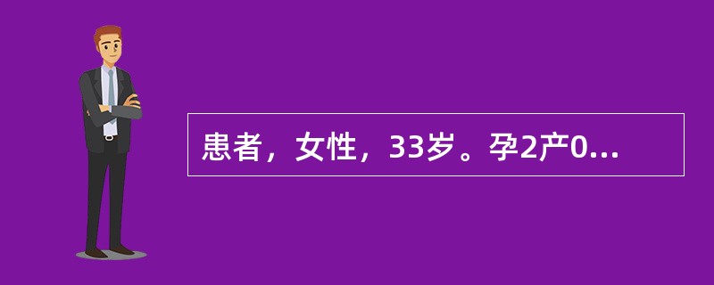 患者，女性，33岁。孕2产0，孕42周入院。平素月经规律，未规律产检。检查：BP110/80mmHg，心肺（-）；宫高38cm，腹围101cm，无宫缩，头浮，胎心率140～160次/分，胎动正常；骨盆