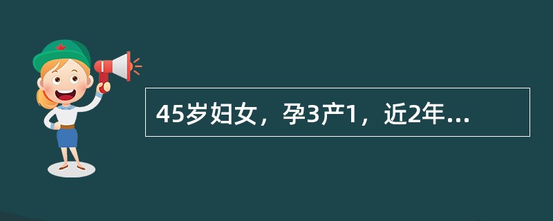 45岁妇女，孕3产1，近2年来月经周期混乱，经量时多时少，最近闭经3个月后阴道淋漓出血半月多来医院就诊。该病人最可能的诊断是