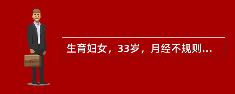 生育妇女，33岁，月经不规则，现停经86天，伴有恶心，呕吐1周，妇检：子宫增大如孕7＋周大小，附件未及包块。患者有多次人工流产史，此次人工流产后无月经来潮，伴周期性下腹痛，考虑为流产后出现并发症，引起