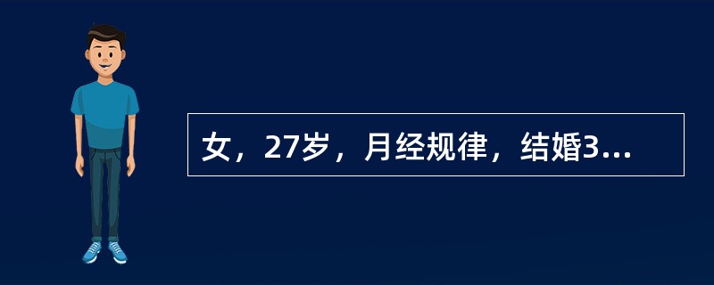 女，27岁，月经规律，结婚3年不孕，渴望妊娠，停经50天，无诱因阴道出血1天，少于月经量，无腹痛，就诊。首先应做的检查是