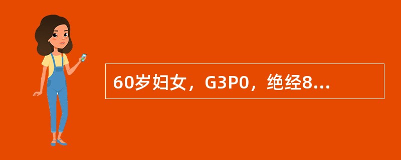 60岁妇女，G3P0，绝经8年，慢性支气管炎20年，阴道口脱出一块状物2年，近来常有排便困难，且常有咳嗽时有尿液溢出。妇科检查：会阴陈旧裂伤，阴道口外见两个半球形隆起，触之柔软，用力屏气时可见尿液溢出