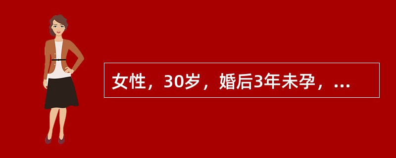 女性，30岁，婚后3年未孕，月经规则，近2年出现进行性痛经，曾行输卵管通液检查显示通畅。妇科检查：子宫正常大小，后位，不活动，后壁有触痛性小结节，左附件可触及4cm×3cm×3cm包块，不活动，有压痛