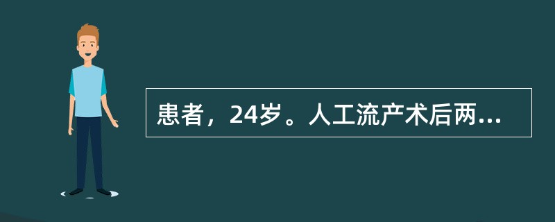 患者，24岁。人工流产术后两周，突然阴道流血增多，伴腹痛，无发热，查：宫口容1指，子宫稍大、软、压痛(±)、附件正常。上述病例，为确诊应行的检查是