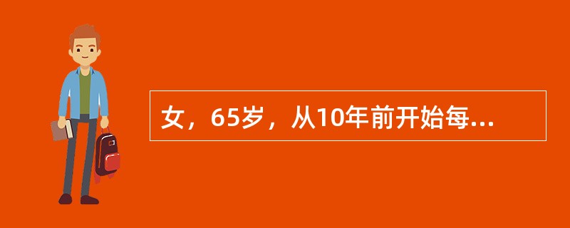 女，65岁，从10年前开始每年冬季都有咳嗽、咳痰、呼吸困难、气喘等症状。近2年加重，稍微活动就会出现气短症状，体重减轻，并有轻度贫血，吃海鲜会出现呼吸急促的症状。该患者现在每天服用茶碱药物，病情有所缓