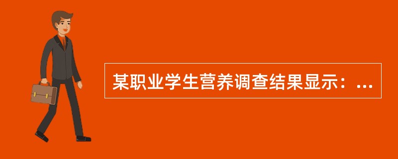 某职业学生营养调查结果显示：平均每人每日摄入能量9204.80kJ（2200kcal），蛋白质70g，维生素A600μg视黄醇当量。维生素B16mg、维生素B20.2mg、维生素C120mg、烟酸16