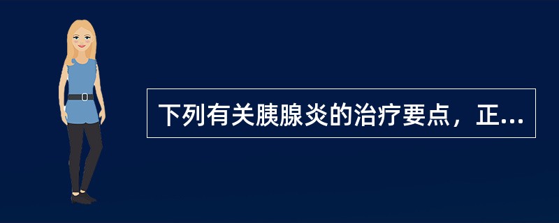 下列有关胰腺炎的治疗要点，正确的是