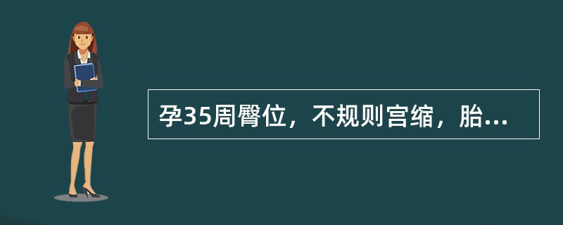 孕35周臀位，不规则宫缩，胎心音148次／分，血压128／92mmHg，先露高浮，无破水，收治入院待产。待产3h后，胎膜破裂，护士应立即