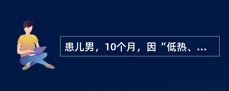 患儿男，10个月，因“低热、频繁呕吐伴腹泻2d”来诊。患儿出生后为人工喂养，2d前出现低热、频繁呕吐伴腹泻，为蛋花汤样粪，10余次/d，尿量减少。查体：T37.8℃；精神烦躁，方颅，前囟、眼窝凹陷，皮