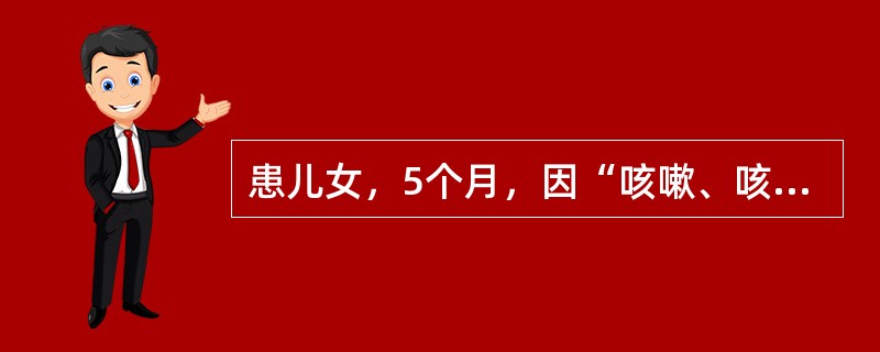 患儿女，5个月，因“咳嗽、咳痰2d，加重1d”来诊。查体：T39℃，R50次/min；体重6kg；面色灰白，精神萎糜；双肺有细湿性啰音，HR150次/min。可考虑肺炎并发(提示患儿输液过程中突然出现