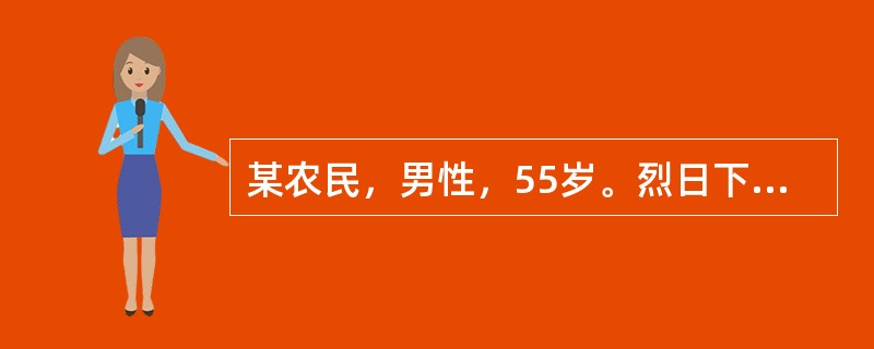 某农民，男性，55岁。烈日下在田间劳动，1小时后感到恶心、头晕、头痛、面色苍白，大汗淋漓，脉数、呼吸浅快、意识不清，BP10.5／6.5kPa（79／49mmHg）。病人可能是下列哪种情况