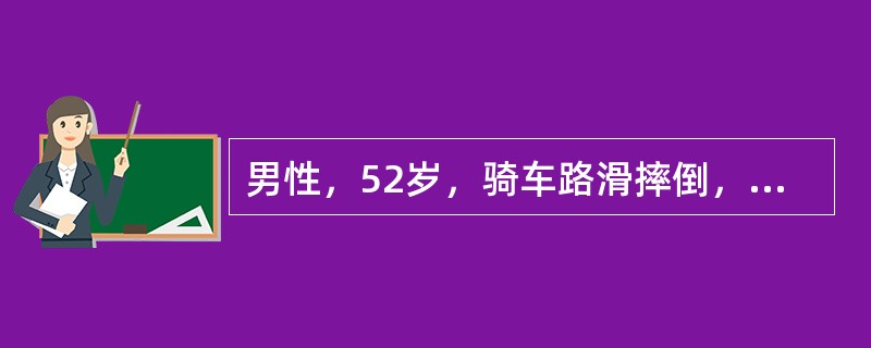 男性，52岁，骑车路滑摔倒，头部触地，当即昏迷，送来急诊。神志昏迷，呼之不应，瞳孔无明显改变，对光反射存在，血压在正常范围内。约20分钟醒来，神志恢复正常，诉头痛、头晕，对创伤的事没有记忆，神经系统检