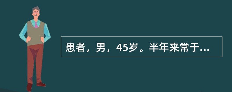 患者，男，45岁。半年来常于晚10时左右出现中上腹隐痛。4小时前突然再次发作腹痛，疼痛剧烈并呈持续性。体检：烦躁，面色苍白，出冷汗，脉细速，腹壁强直，压痛及反跳痛(+)，肠鸣音减少，肝浊音界缩小。患者