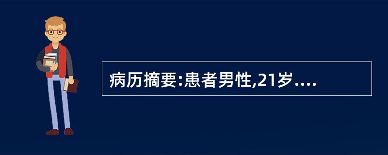 病历摘要:患者男性,21岁.3小时前弯腰立位工作时,边墙倒塌,砸作在侧腰臀部致右膝跪地,当即感有臀部疼痛,右下肢不能站立。检查：右侧臀部皮肤擦伤，轻度肿胀，患肢呈屈曲，内收内旋缩短，粘膝征。运动感觉良