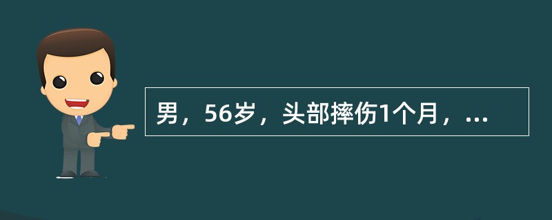 男，56岁，头部摔伤1个月，头痛、呕吐3天，CT示右颞顶新月形等密度病灶，中线轻度移位。最可能的诊断是