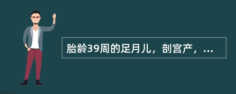 胎龄39周的足月儿，剖宫产，出生体重3850g，Apgar评分：1min1分，5min3分。生后不久出现呼吸困难，发绀。胸部X线片：双肺纹理增粗，可见斑片状致密影。立即给予机械通气治疗。第2天出现惊厥