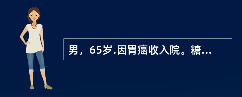 男，65岁.因胃癌收入院。糖尿病史12年。实验室检查：血糖14mmol/L，24h肌酐清除率40ml/min，血尿素氮17mmol/L。此时尿糖应是：