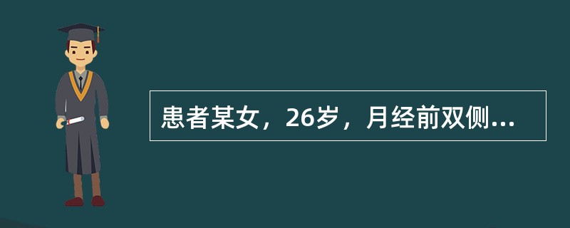 患者某女，26岁，月经前双侧乳房胀痛明显，检查时可及双乳房肿块，大小不等，有索条状、结节型及片块状。月经后症状减轻。上例患者治疗要点为：