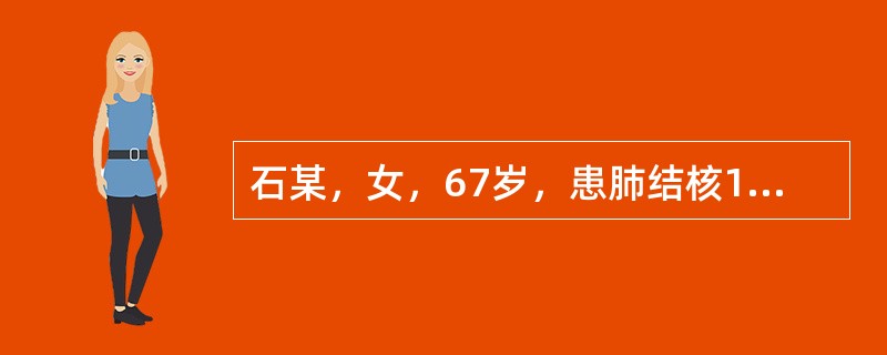 石某，女，67岁，患肺结核10余年，病情时轻时重，反复加重，现症：咳逆喘息，咯痰呈泡沫状，偶夹血丝，血色不鲜，潮热盗汗，心慌，肢肿形寒，舌质光暗，苔花剥，脉微细数。本病例选方为