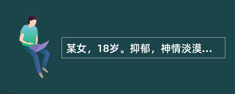 某女，18岁。抑郁，神情淡漠，喃喃自语，哭笑无常。若属痰迷心窍证，诊断意义最小的症状是