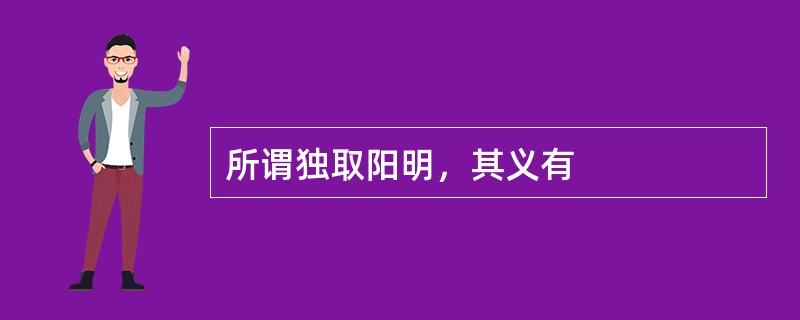 所谓独取阳明，其义有