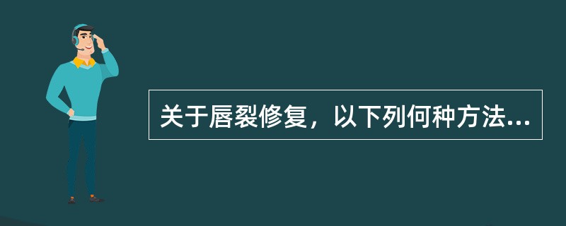 关于唇裂修复，以下列何种方法为当前较为流行的方法