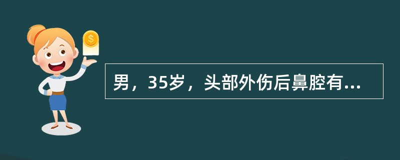 男，35岁，头部外伤后鼻腔有清亮液体流出，CT如图所示，最可能诊断()<img border="0" style="width: 257px; height: 19
